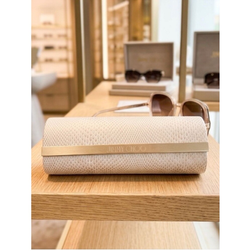 Jimmy Choo Sunglasses Case Beige Snakeskin Python Hard Clamshell Eyewear Box